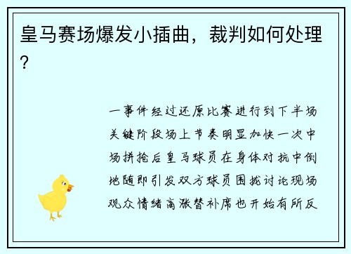 皇马赛场爆发小插曲，裁判如何处理？